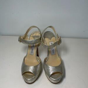 Jimmy Choo Silver Ankle Strap Heels